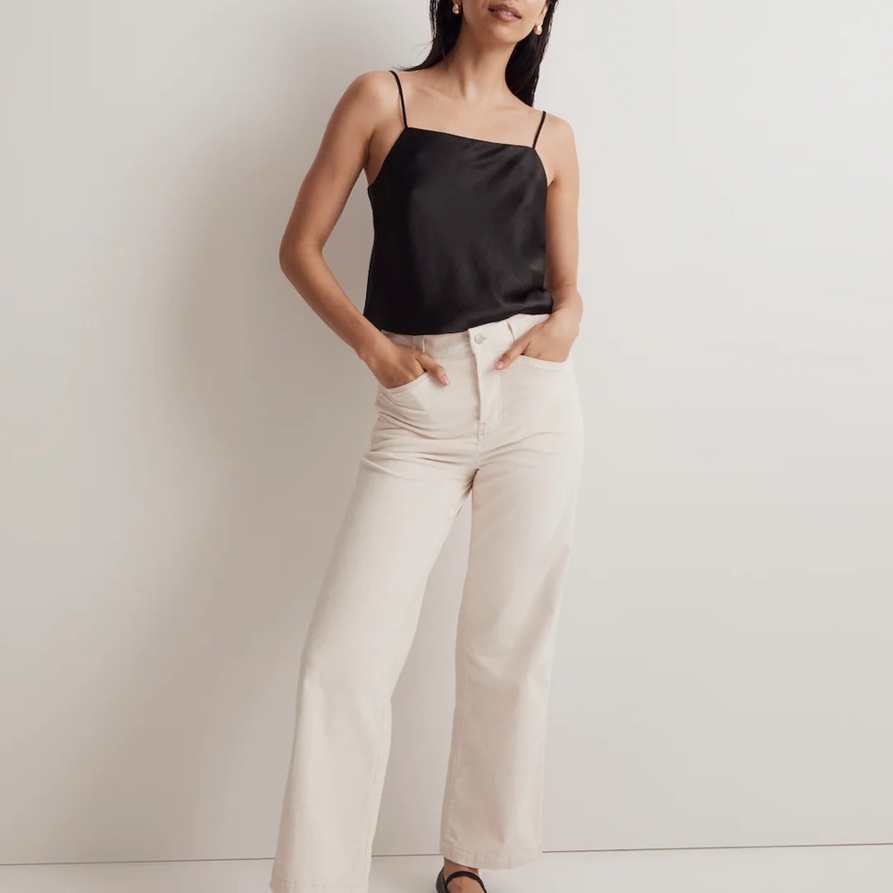 Madewell Slim Emmett Wide-Leg Full-Length Pants in Corduroy W27 in White